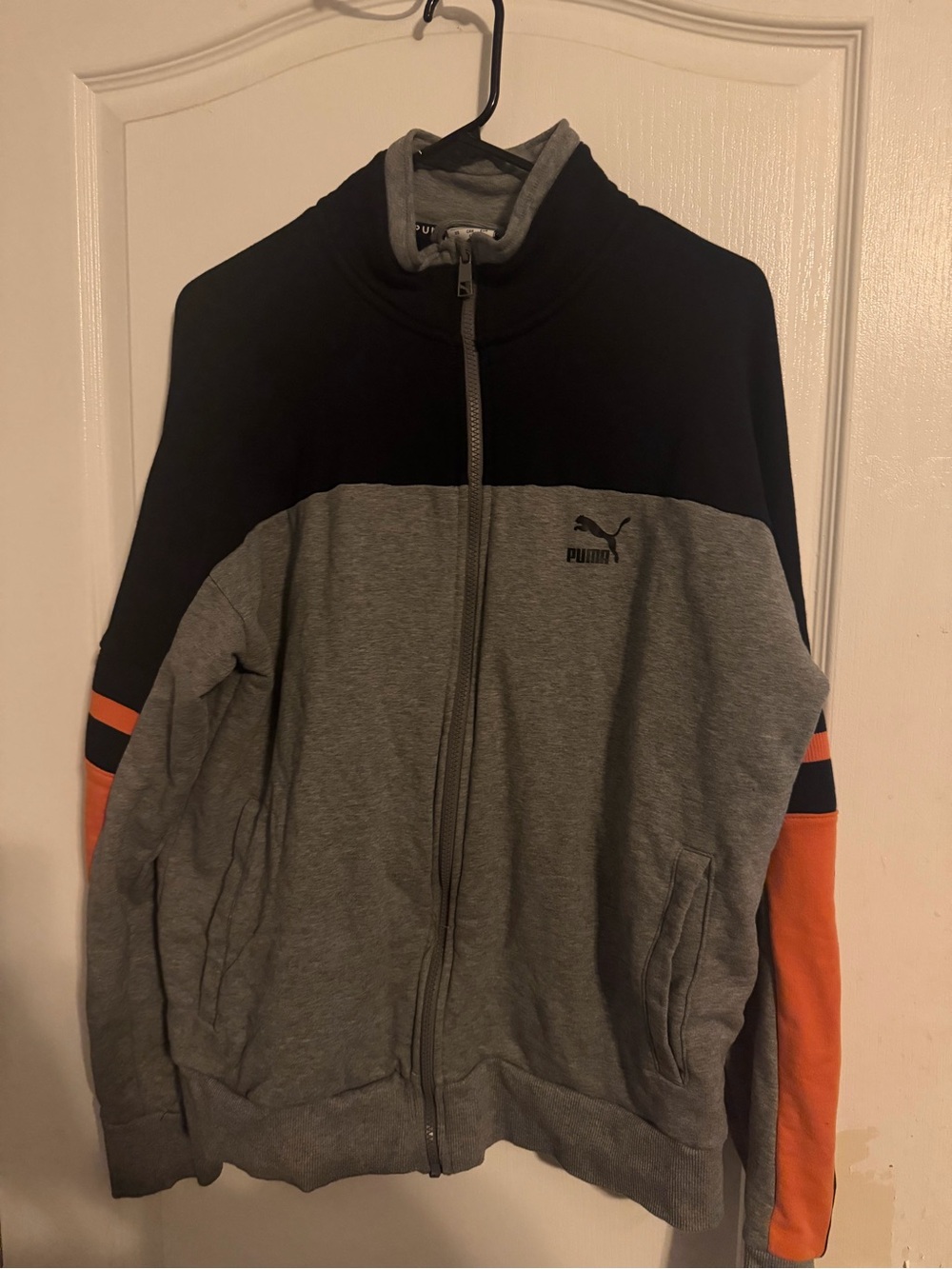 Puma Grey, Black & Orange Men's Zip-Front Jacket